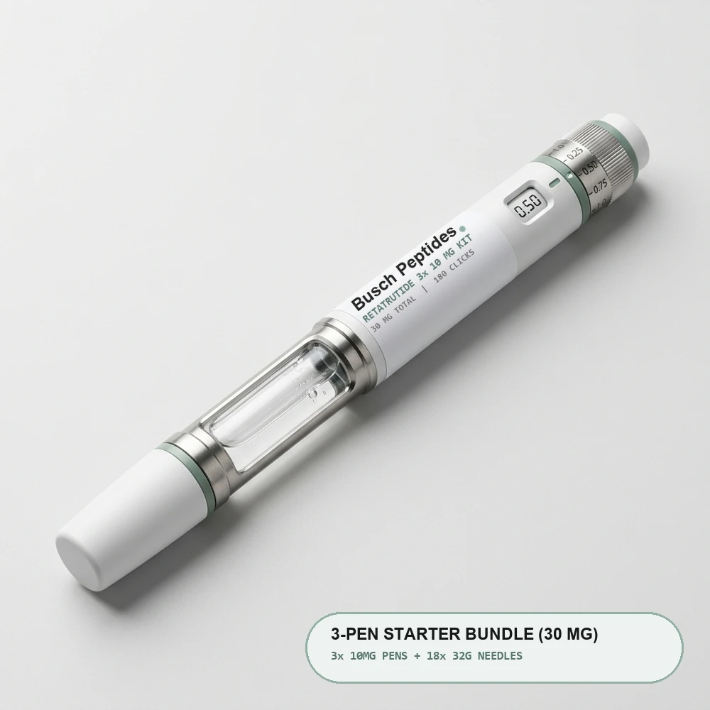 Retatrutide 3-Pen Starter Bundle (3x 10mg = 30mg Total) - Busch Peptides Batch BR-2026-1045 (>=99.3%)